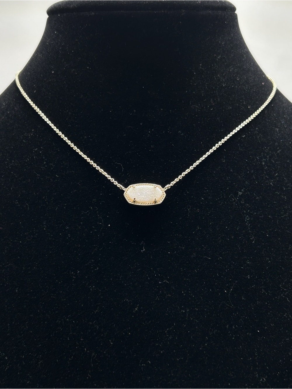 Kendra Scott, Elisa, Iridescent White Druzy Quartz Necklace